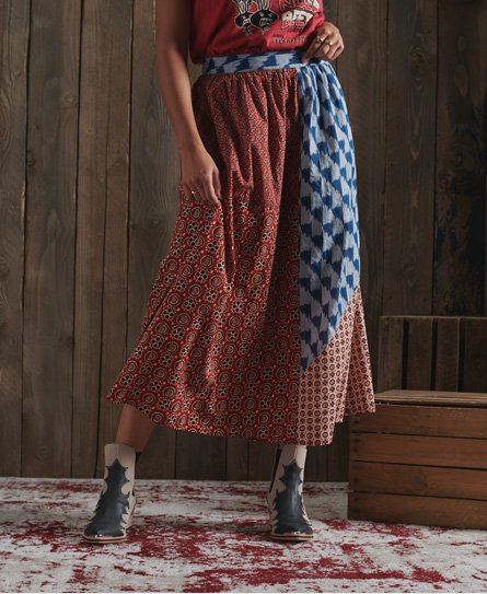 Superdry Women’s Dry Printed Midi Skirt Blue / Multi Print - Size: 12