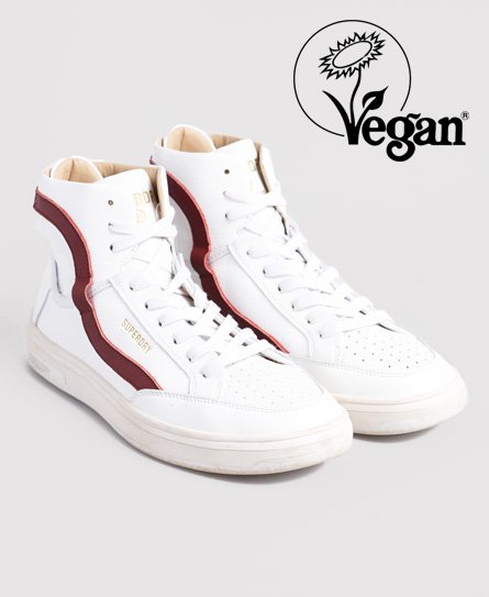 Superdry Men’s Vegan Basket Lux Trainers White / White/Oxblood - Size: 9