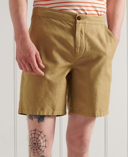 Superdry Men’s Linen Cali Beach Shorts Beige / Classic Tan - Size: 30