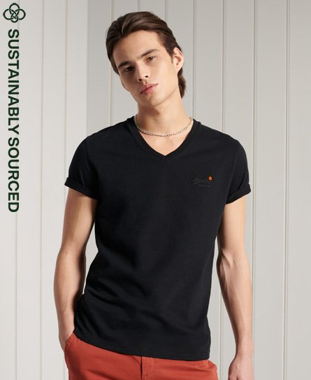 Superdry Men’s Organic Cotton Classic V-Neck T-Shirt Black - Size: S