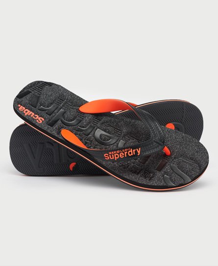 Superdry Men’s Essential Logo Flip Flops Dark Grey / Black Grit - Size: S