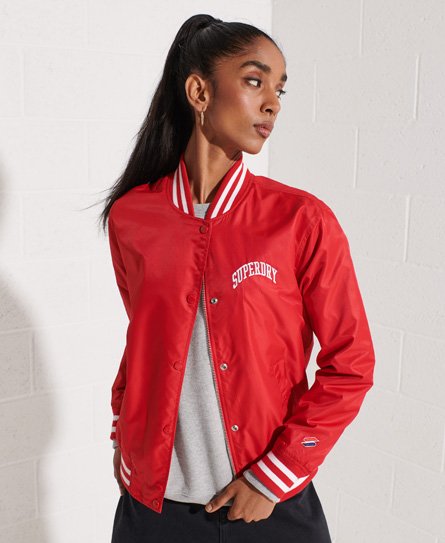 Superdry Women’s Classic Varsity Baseball Jacket Red / Risk Red - Size: 8