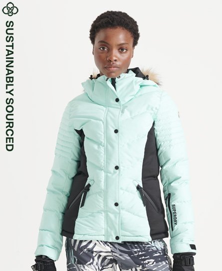 Superdry Women’s Sport Snow Luxe Puffer Jacket Light Blue - Size: 10
