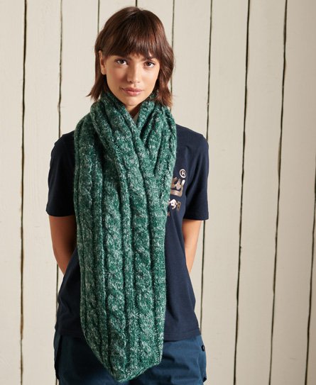 Superdry Women’s Tweed Cable Snood Green / Boston Green Tweed - Size: 1SIZE