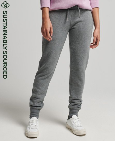 Superdry Women’s Organic Cotton Vintage Logo Embroidered Joggers Grey / Rich Charcoal Marl - Size: 16