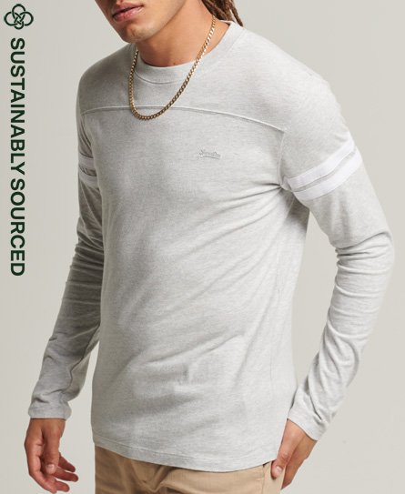 Superdry Men’s Organic Cotton Vintage Logo Quarterback Top Light Grey / Glacier Grey Marl - Size: L