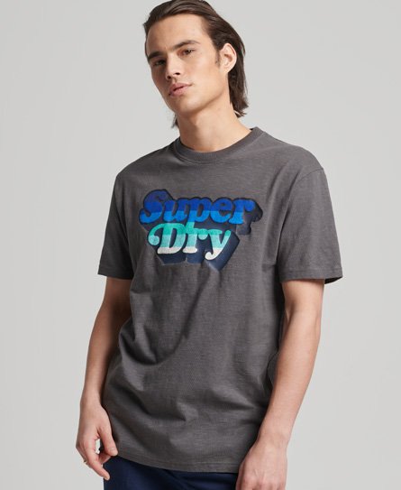 Superdry Men’s Vintage Cali Stripe T-Shirt Grey / Charcoal - Size: S