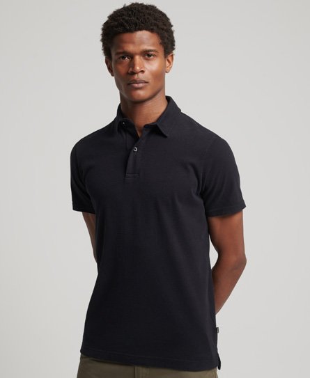 Superdry Men’s Organic Cotton Studios Jersey Polo Shirt Black - Size: S