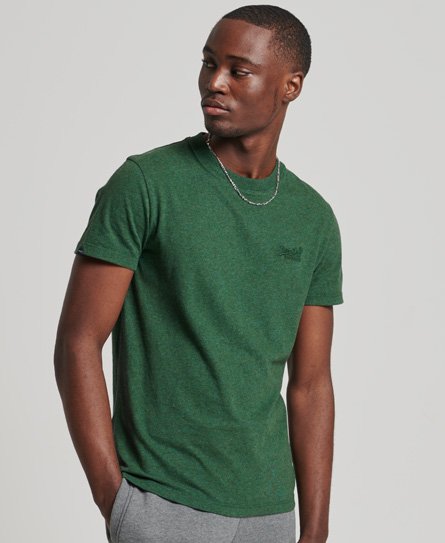 Superdry Men’s Organic Cotton Essential Logo T-Shirt Green / Heritage Pine Green Marl - Size: XL