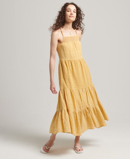 Superdry Women’s Vintage Lace Cami Maxi Dress Yellow / Lemon Yellow - Size: 14