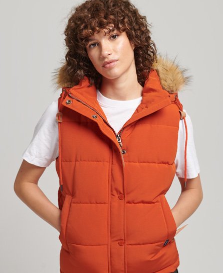 Superdry Women’s Everest Faux Fur Gilet Orange / Pureed Pumpkin - Size: 14