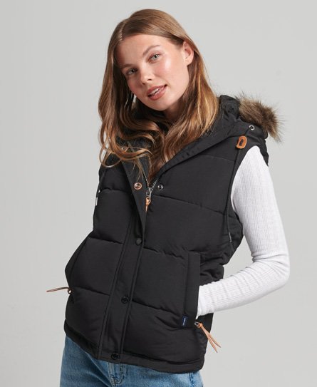 Superdry Women’s Everest Faux Fur Gilet Black - Size: 8