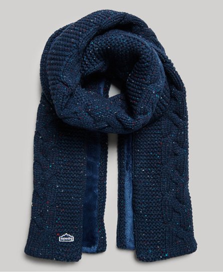 Superdry Women’s Cable Knit Scarf Blue / Deep Navy Tweed - Size: 1SIZE