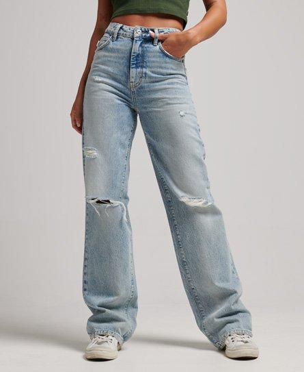 Superdry Women’s Women’s Cotton Wide Leg Jeans Light Blue / Spring Vintage Custom Organic - Size: 30/32