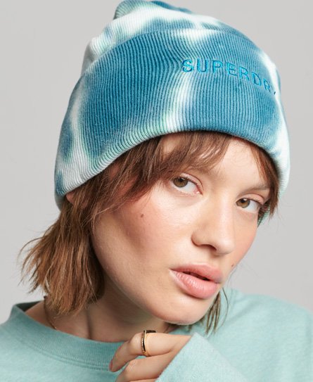 Superdry Women’s Women’s Colour Block Dyed Beanie, Blue and White - Size: 1SIZE