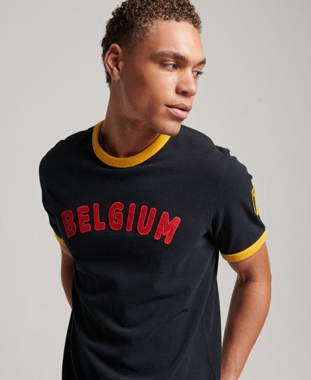 Superdry Men’s Ringspun Football Belgium Matchday T-Shirt Black / Jet Black - Size: XL