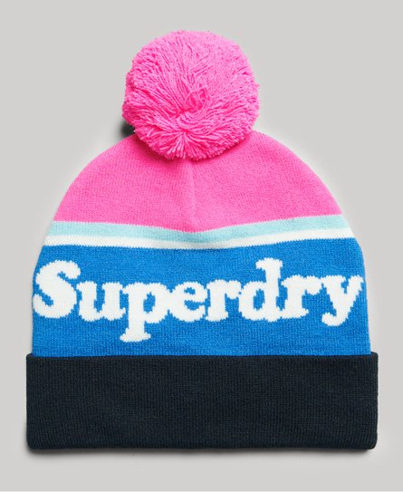 Superdry Women’s Essential Logo Beanie Pink / Fluro Pink/white - Size: 1SIZE