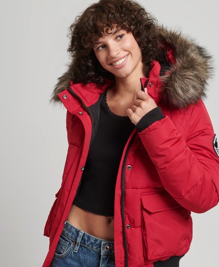 Superdry Women’s Everest Ella Bomber Jacket Red / Chilli Pepper - Size: 12
