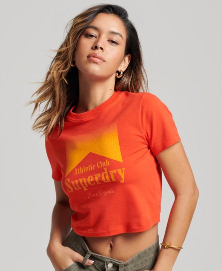 Superdry Women’s Graphic Tiny T-Shirt Red / Sunset Red - Size: 8