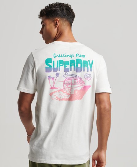Superdry Men’s Vintage Travel Sticker T-Shirt White / Desert Bone Off White - Size: Xxl