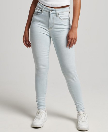 Superdry Ladies Classic Organic Cotton High Rise Skinny Denim Jeans, Light Blue, Size: 29/30