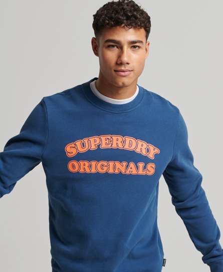 Superdry Men’s Vintage Cooper Classic Crew Sweatshirt Navy / Skate Blue - Size: S