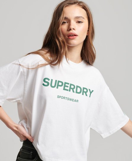 Superdry Women’s Organic Cotton Core Sport T-Shirt Khaki / Optic/Green - Size: 14