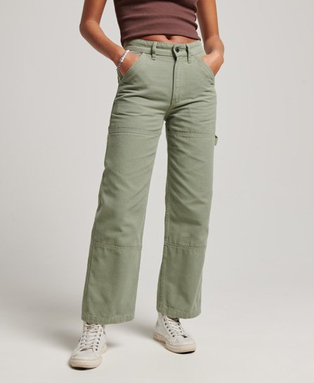 Superdry Women’s Organic Cotton High Rise Carpenter Pants Green / Soft Sage - Size: 29/32