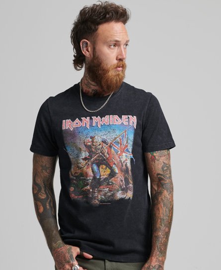 Superdry Men’s Iron Maiden x Limited Edition T-Shirt Black / Heavy Back In Black - Size: Xxl