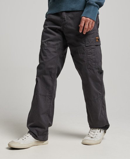 Superdry Men’s Organic Cotton Baggy Cargo Pants Black / Washed Black - Size: 36/32