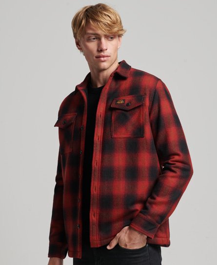 Superdry Men’s Sherpa Lined Miller Wool Overshirt Red / Redwood Check - Size: S