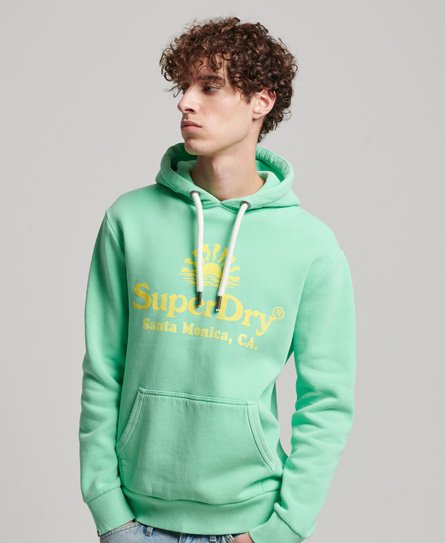 Superdry Men’s Vintage Venue Neon Hoodie Green / Spring Bud Green - Size: S