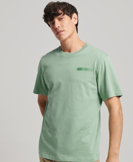 Superdry Men’s Organic Cotton Stacked Logo T-Shirt Green / Granite Green - Size: XL