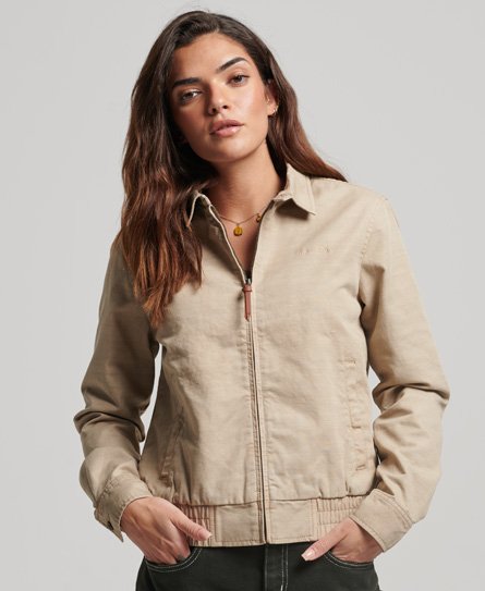 Superdry Women’s Cropped Coach Jacket Beige / Stone Wash Taupe Brown - Size: 12