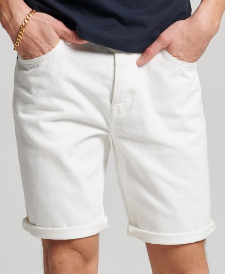 Superdry Men’s Straight Denim Shorts White / Rockwood Vintage White - Size: 32