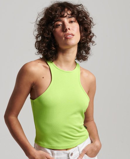 Superdry Women’s Studios Jersey Racer Tank Top Green / Bright Lime Green - Size: 12