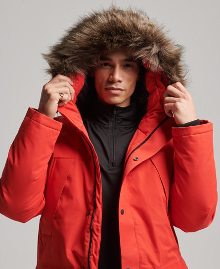 Superdry Men’s Sport Everest Down Snow Parka Coat Red / Apple Red - Size: M