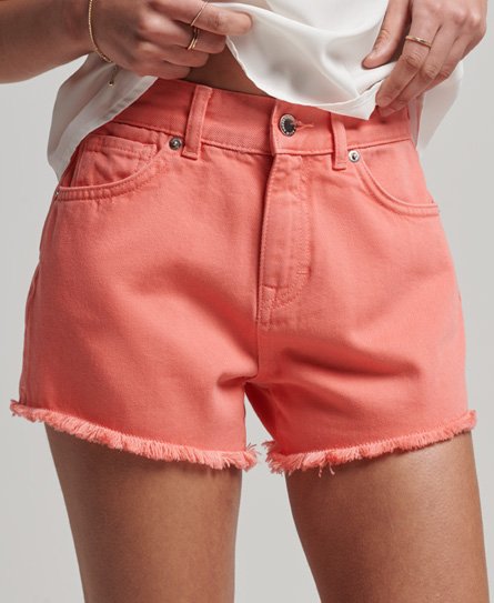 Superdry Women’s High Rise Denim Shorts Cream / Sunset Coral - Size: 30