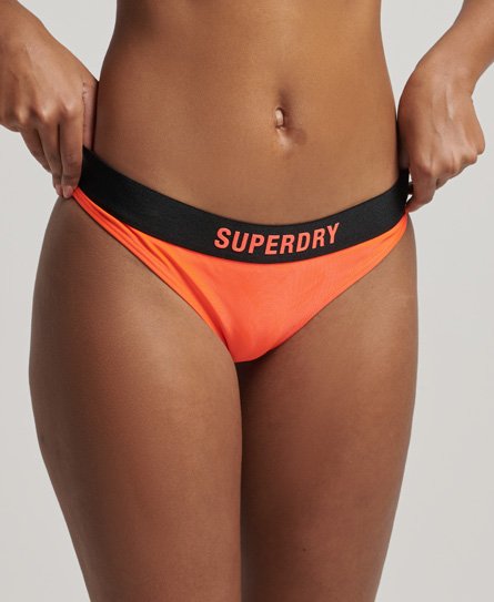 Superdry Women’s Recycled Elastic Bikini Briefs Orange / Hyper Fire Coral/Black - Size: 14