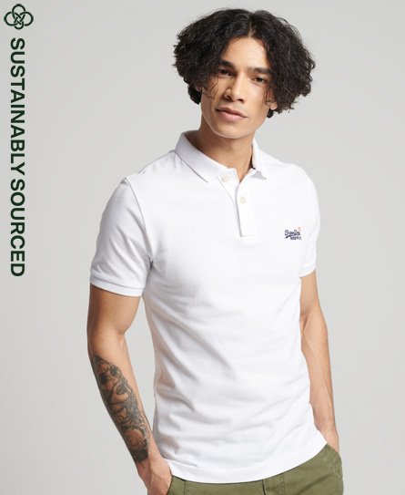 Superdry Men’s Organic Cotton Essential Classic Fit Pique Polo White / Optic - Size: Xxxl