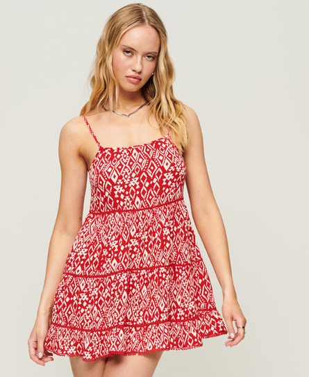 Superdry Women’s Classic Mini Beach Cami Dress, Red, Size: 12