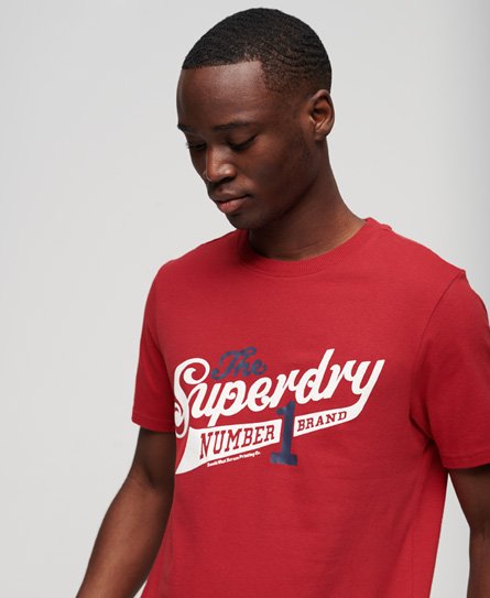 Superdry Men’s Classic Graphic Print Vintage Scripted College T-Shirt, Red, Size: S