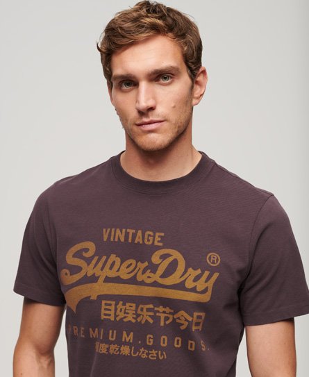 Superdry Men’s Vintage Logo Premium Goods T Shirt Red / Rich Deep Burgundy - Size: L