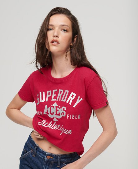 Superdry Women’s Collegiate Graphic T-Shirt Red / Carmine Red - Size: 12