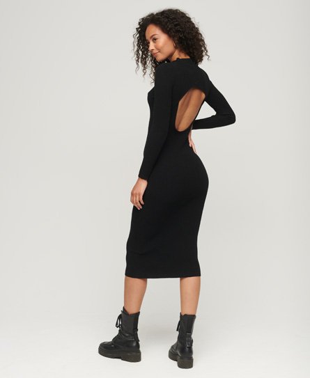 Superdry Women’s Backless Bodycon Midi Dress Black - Size: 14