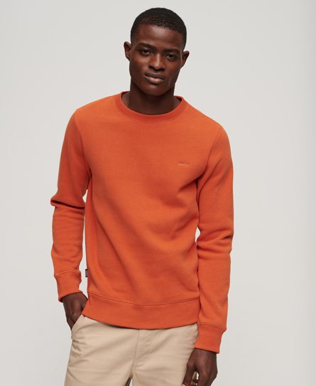 Superdry Men’s Essential Logo Crew Sweatshirt Orange / Denim Co Rust Orange - Size: S