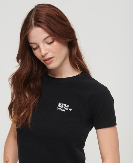 Superdry Women’s Sport Luxe Logo Fitted Cropped T-Shirt Black - Size: 12