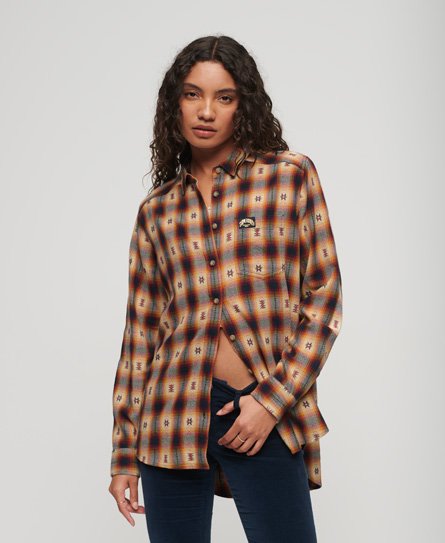 Superdry Women’s Check Oversized Shirt Brown / Jacquard Brown Check - Size: 6