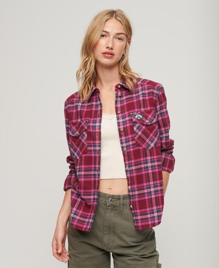 Superdry Women’s Lumberjack Check Flannel Shirt Red / Berry Red Check - Size: 10