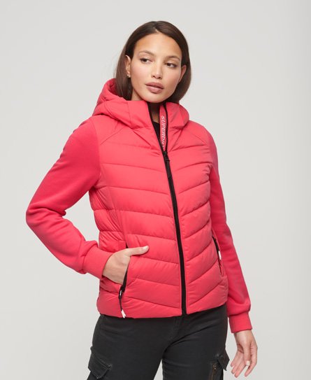 Superdry Women’s Hooded Storm Hybrid Padded Jacket Pink / Active Pink - Size: 8